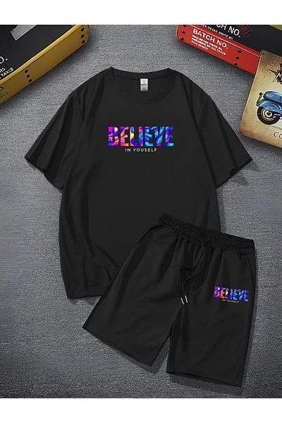 Frisson Believe Printed Oversize Bottom Top Set