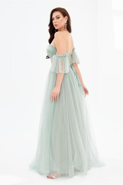 Carmen Zásnubní šaty Çağla Silvery Tylle s kravatou bez ramínek