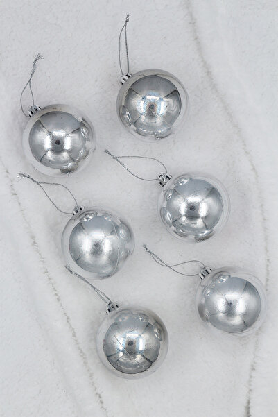 Yusuf Dirik YD Party Supplies Μπάλα Χριστουγεννιάτικου Δέντρου Γυαλιστερή Μεσαίο Μέγεθος 6 cm 6 Τεμάχια