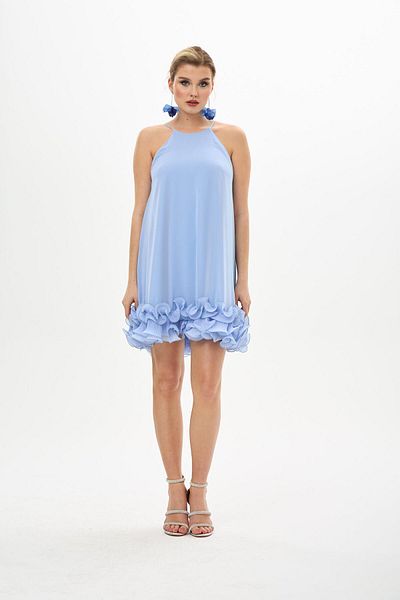 Carmen Fustă albastră rochie de seară scurtă de Sifon Floral