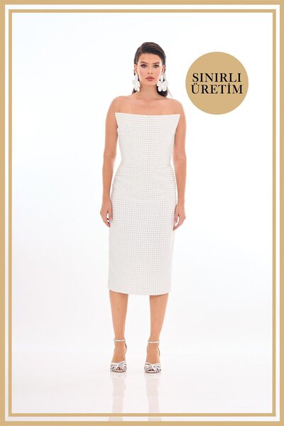 Carmen Limited Edition | ROSALINDA Beyaz Midi Elbise