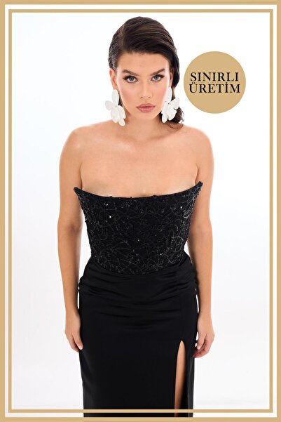 Carmen Limited Edition | LADY Siyah Uzun Elbise