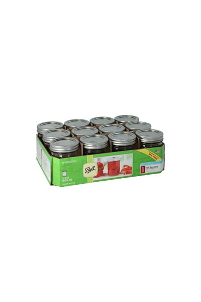 Ball 12-Piece Durable Glass Mason Jar with Airtight Lid 236ml