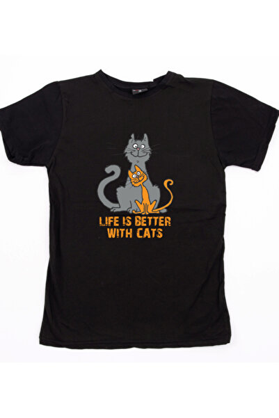 mAddog Life Is Better With Cats Tshirt / büyük beden (relax Fit) 13xl------>>...