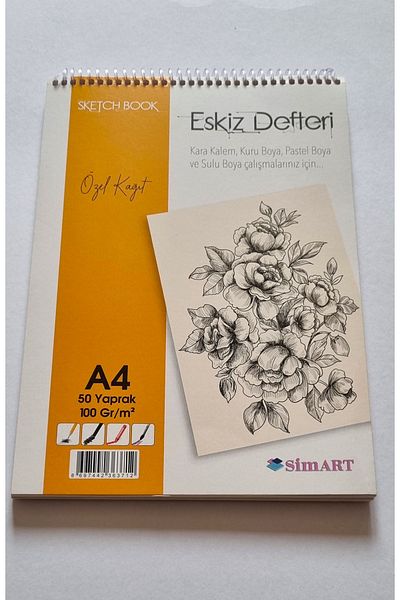 Mahi Max A4 Spiral Sketchbook - 50 Sheets, 100Gr/M3 Special Paper