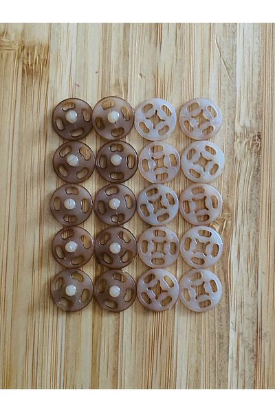 Kartopu Stand-Up Plastic Snap Fastener 1cm (10mm) Pack of 10 (10 Pairs). Color: Cappuccino.