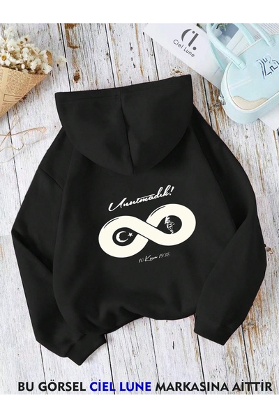 NEVERMIND Hanorac oversize unisex cu glugă - imprimat 10 noiembrie, 3 fire