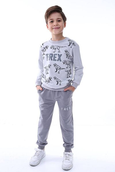 Free Beka Dinosaur Printed Children's Pajama Set - Long Sleeve, Comfortable and Stylish, Cotton