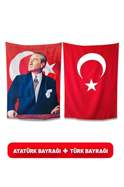 Genel Markalar Atatürk Posteri Ve Türk Bayrağı Raşel Kumaş 50x75 Cm