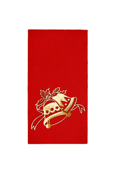 Story 40X40 cm Gold Leaf Christmas Bells Patterned 16-Piece Red Colored Paper Napkins