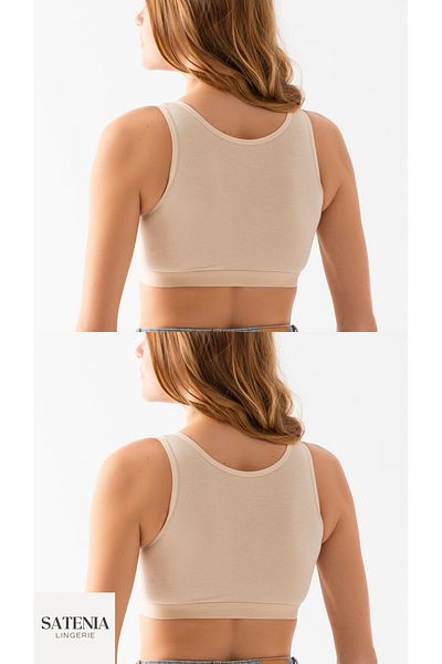 SATENIA LINGERIE Γυναικείο βαμβακερό σουτιέν με φαρδύ λουράκι 2 τεμαχίων με αφαιρούμενο μαξιλαράκι