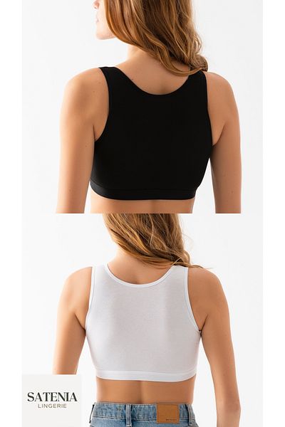 SATENIA LINGERIE Γυναικείο βαμβακερό σουτιέν με φαρδύ λουράκι 2 τεμαχίων με αφαιρούμενο μαξιλαράκι