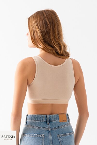 SATENIA LINGERIE Γυναικείο βαμβακερό σουτιέν με φαρδύ λουράκι 2 τεμαχίων με αφαιρούμενο μαξιλαράκι