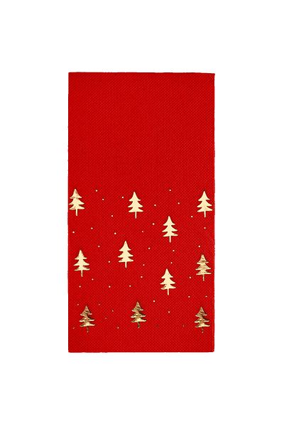 Story 40X40 cm Gold Leaf Christmas Pine Trees Patterned 16-Piece Red Colored Paper Napkins