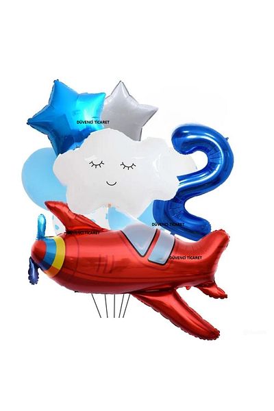 DÜVENCİ TİCARET Age Day Set with Plane Foil Ballon