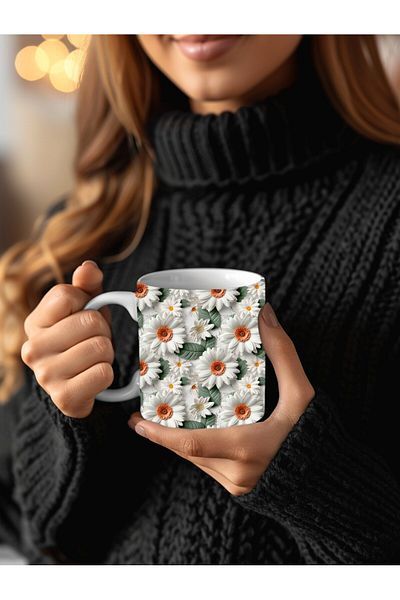 Evion 3D Design Ceramic Mug in Flower Models - Gift Mug