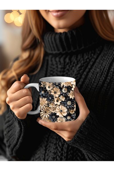 Evion 3D Design Ceramic Mug in Flower Models - Gift Mug