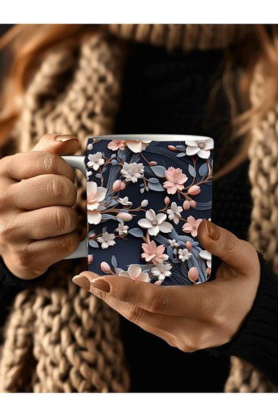 Evion 3D Design Ceramic Mug in Flower Models - Gift Mug