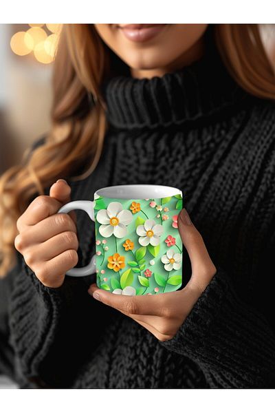 Evion 3D Design Ceramic Mug in Flower Models - Gift Mug