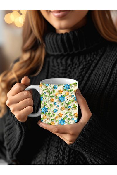 Evion 3D Design Ceramic Mug in Flower Models - Gift Mug
