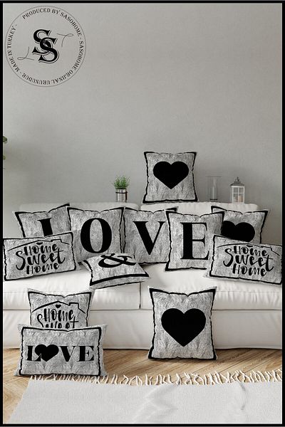 SasoHome Husa de perna cu litere gri - Litera B - fundal gri Husa de perna decorativa pentru cadou