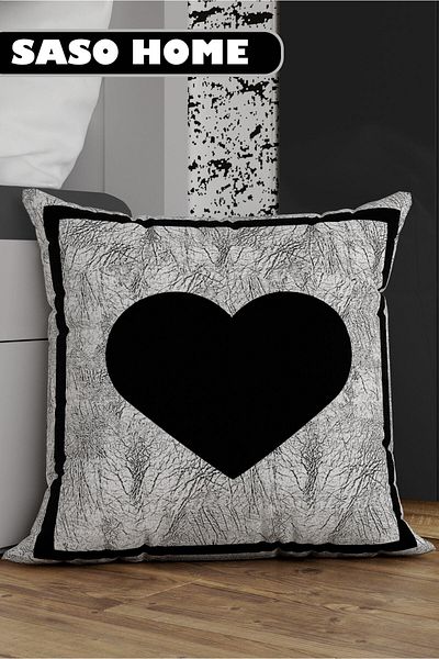 SasoHome Letter Throw Μαξιλαροθήκη - Heart Sign - Letter Διακοσμητική Ψηφιακή Εκτυπωμένη Μαξιλαροθήκη