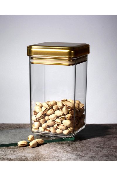 ORCHID ACRYLIC SQUARE CANISTER L GOLD