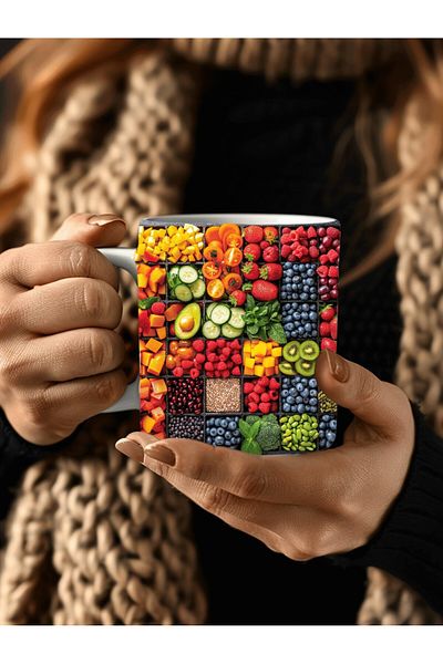 Evion Fruit Special Design Ceramic Mug - Gift Mug - Fruit Plate