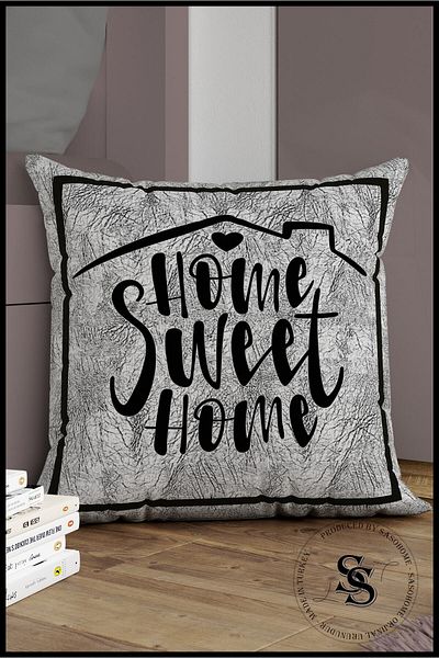 SasoHome Γκρι γράμμα ριχτάρι μαξιλαριού - Home Sweet Home Letter - Γκρι σκηνικό Διακοσμητικό κάλυμμα μαξιλαριού ριχτάρι