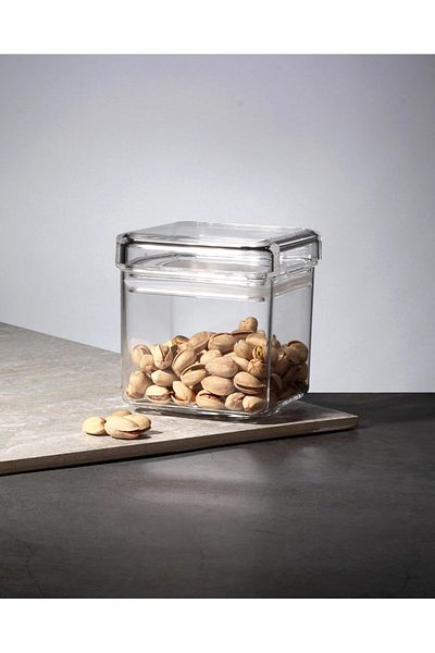 ORCHID ACRYLIC SQUARE CANISTER S CLEAR