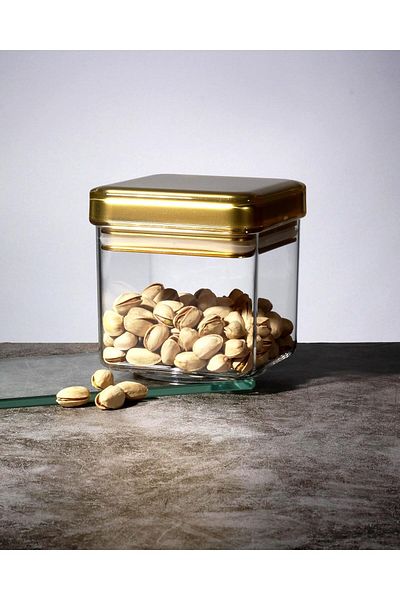 ORCHID ACRYLIC SQUARE CANISTER S GOLD
