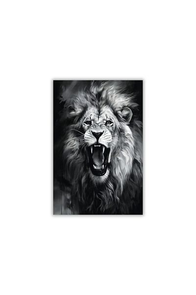 GAAGART Τραπέζι από σκληρυμένο γυαλί Roaring Lion Black White