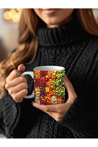 Evion Fruit Special Design Ceramic Mug - Gift Mug - Fruit Plate