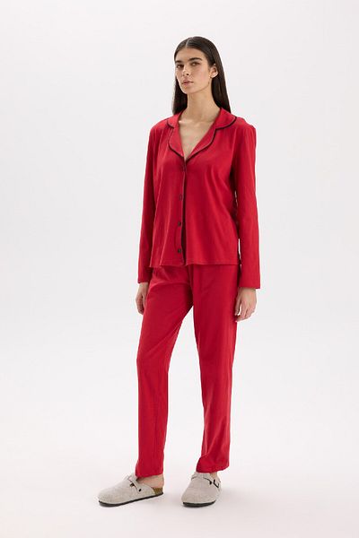 DeFacto Fall in Love Pyjama-Set, reguläre Passform, langärmeliges Oberteil, lange Unterseite, E2246AXNS