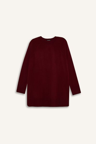 DeFacto Burgundy Regular Fit Crew Neck Knitwear Sweater Tunic - C4474Ax24Au