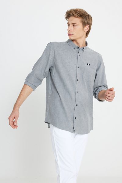 WRANGLER Regular Fit Regular Cut 100% Cotton Gray Shirt