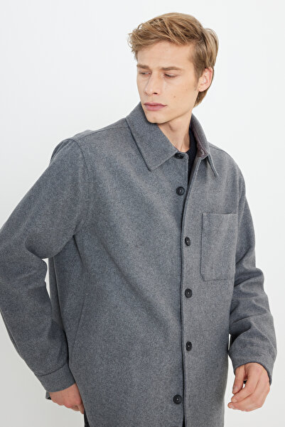 WRANGLER Loose Fit Rahat Kesim Antrasit Melanj Gömlek Ceket