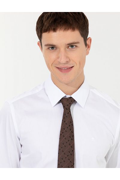 Pierre Cardin Λευκό Slim Fit Μακρυμάνικο Κλασικό Πουκάμισο 50256437-VR013