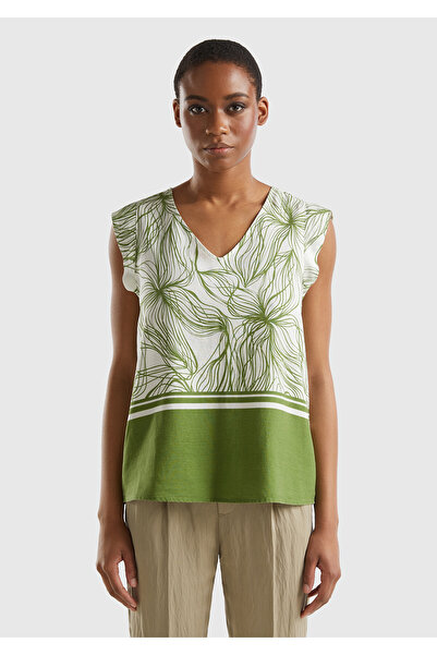 United Colors of Benetton Γυναικεία μπλούζα με λαιμόκοψη σε ίσιο κόψιμο σε ίσ...