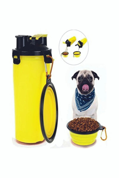 2 In 1 Kedi Ve Köpek Mama Ve Su Matarası Katlanabilir Mama Kabı Seyehat Için Uygun