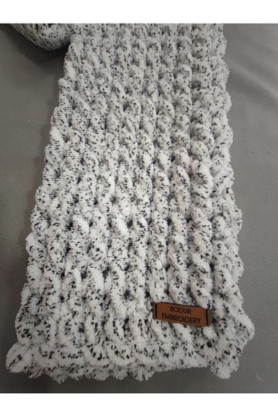 BODUR EMBROIDERY 200*22 εκ. Snow Leopard - Φουλάρι Puffy Πλεκτό στο χέρι