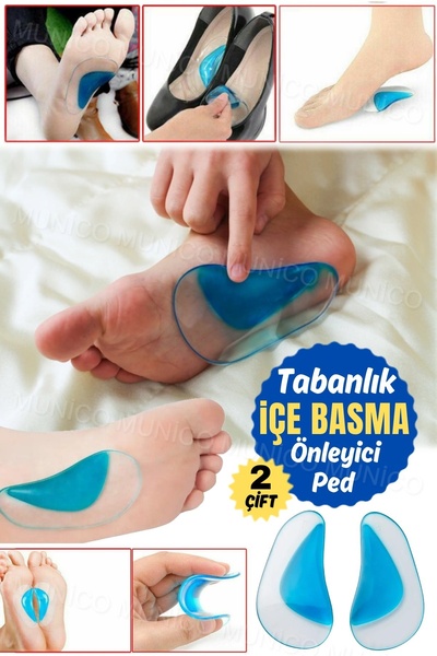Munico 2 Çift Ortopedik Silikon Astar Düz Ayak Düzeltici Çocuklar İçin Jel Or...