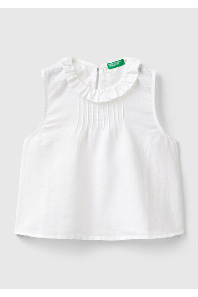 United Colors of Benetton Κοριτσίστικο φανελάκι με λευκό γιακά με βολάν