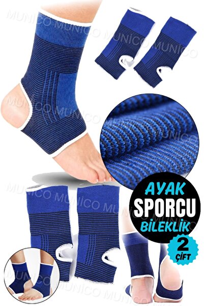 Genel Markalar 2 Çift Unisex Bileklik Spor Örme Ayak Bileği Koruma Mavi Banda...