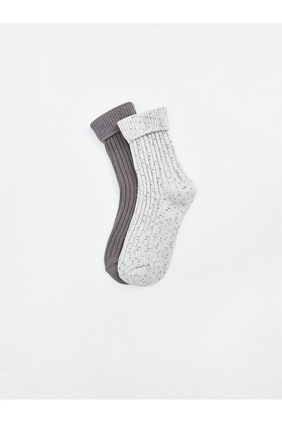 LC Waikiki Lcw Dream Gray Patterned Women's Socks 2 Pack