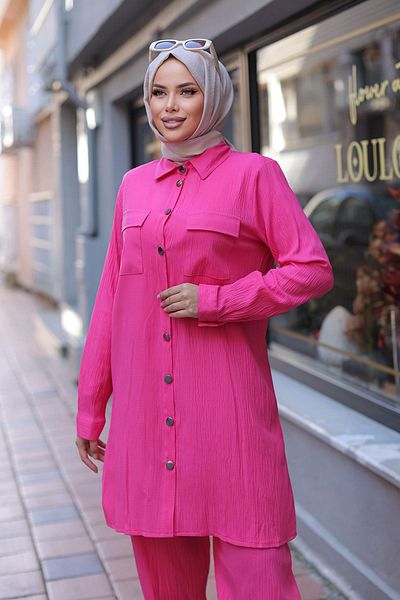 MİSSKAYLE Φούξια Σετ Hijab με λεπτομέρεια τσέπης
