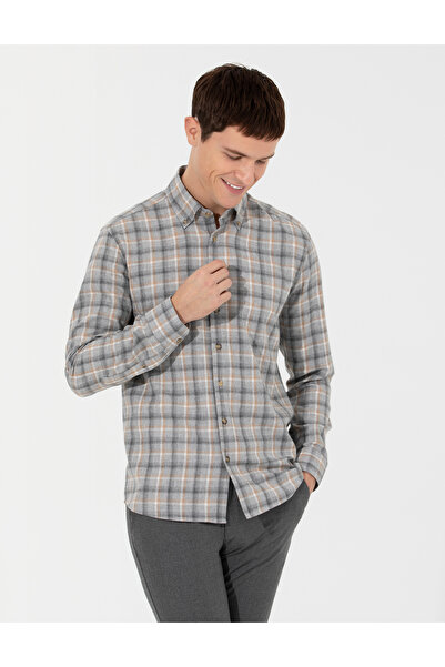 Pierre Cardin Gri Slim Fit Uzun Kollu Gömlek 50259491-VR024