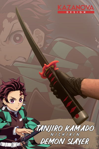 Kazanova Design Tanjiro Demonslayer Anime 2. Versiyon Katlanabilir Katana (98 CM) Gerçek Boy