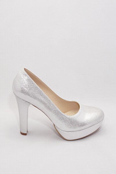 Genel Markalar Gümüş Kadın Klasik Topuklu Ayakkabı 2001gümüş Sıvama