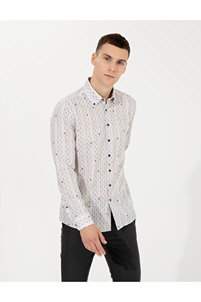 Pierre Cardin Ανοιχτό καφέ εφαρμοστό μακρυμάνικο πουκάμισο 50259510-VR002